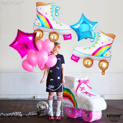 Katchon, Roller Skate Balloons and Star Balloons -20 Inch, pack of 4 | Roller Skating Party Supplies, Roller Skate Party Decorations | Birthday Decorations, Disco Party Decorations, Star Theme Party