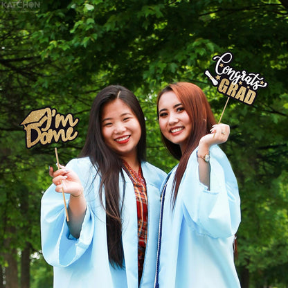 Graduation Decorations 2026 | Glitter Graduation Photo Props 2026 - Pack of 34 | Black and Gold Photo Props | Grad Photo Props for Congrats Grad Decorations | Graduation Party Decoration, KatchOn