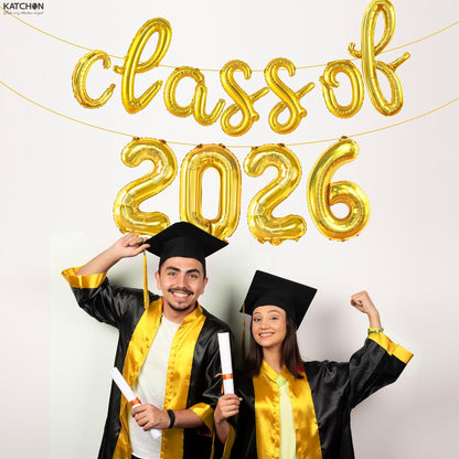 KatchOn, Graduation Decorations 2026 | Gold Class of 2026 Balloons Banner - Script, 16 Inch | Graduation Balloons 2026 | Class of 2026 Balloon for Grad Decorations