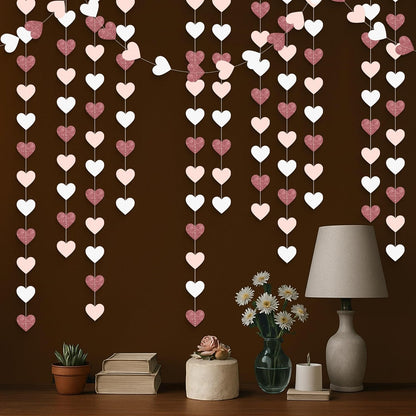 KatchOn, Felt Heart Garland for Valentines - Pack of 6 | Hanging Hearts Decorations | Valentine Hanging Garland for Valentines Day Decorations | Valentines Day Garland | Galentines Day Decorations
