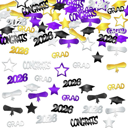 KatchOn, Congrats Grad Confetti 2026 - Pack of 1000 | Purple and Gold Graduation Decorations 2026 | 2026 Graduation Table Decorations | Graduation Confetti 2026