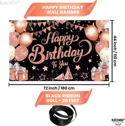 KatchOn, Happy 1st Birthday Banner - 72x44 Inch, Xtralarge | Blue and Silver First Birthday Backdrop for first Birthday Decorations for Boys | Happy Birthday Banner, 1st Birthday Decorations