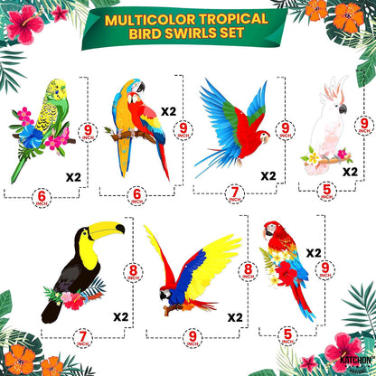 KatchOn Tropical Hanging Swirl Decoration, Pack of 20 | Jungle Decoration for Jungle Party Decorations, Tropical Birds Decorations
