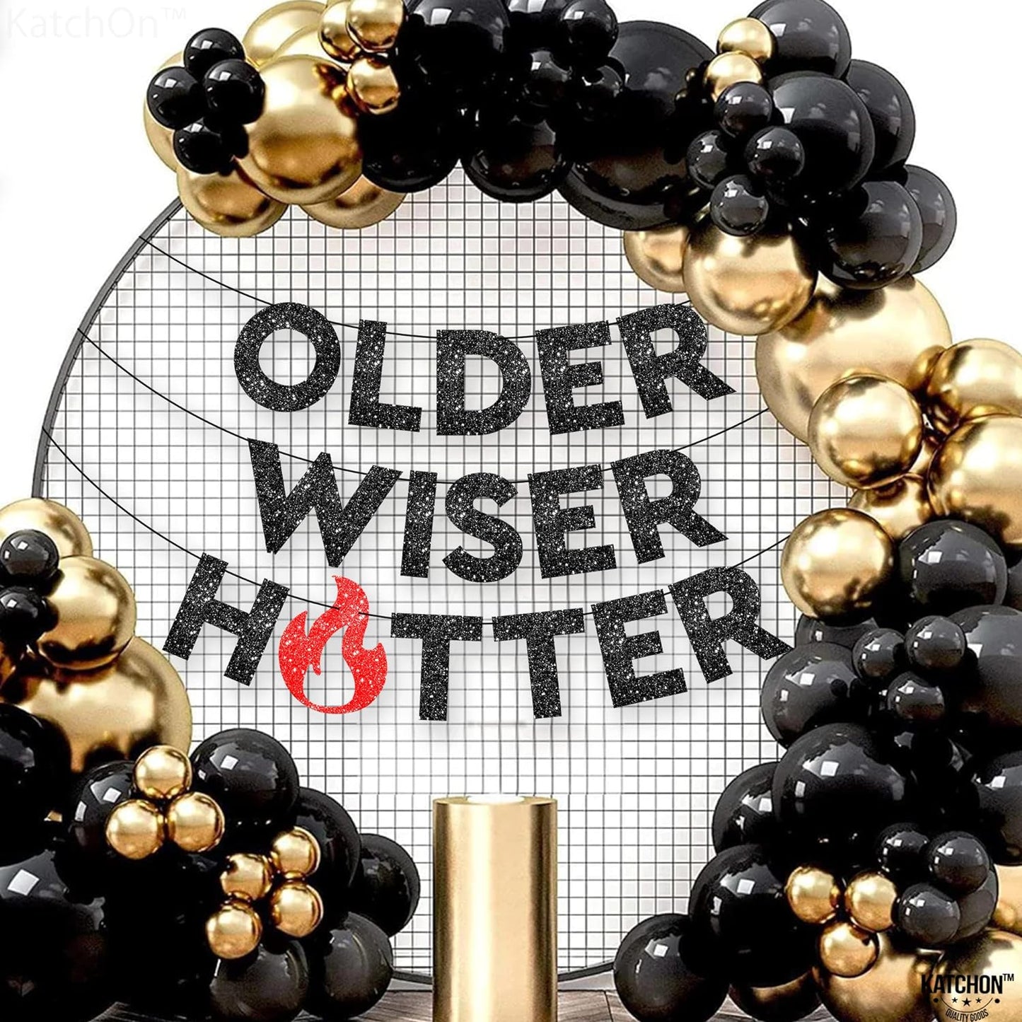 KatchOn, Shiny Older Wiser Hotter Banner - No DIY, 10 Feet | Funny Birthday Decorations | Older Wiser Hotter Birthday Banner, Adult Birthday Party Decorations, Older Wiser Hotter Birthday Decorations