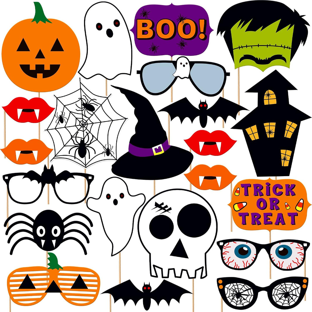 KatchOn Scary Halloween Photo Booth Props, Pack of 22
