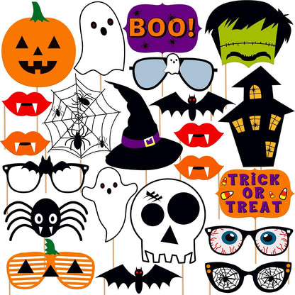 KatchOn Scary Halloween Photo Booth Props, Pack of 22
