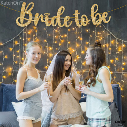 KatchOn, Gold Glitter Bride To Be Banner - 10 Feet, No DIY | Gold Bride to Be Sign for Bachelorette Party Decorations | Bridal Shower Banner for Bridal Shower Decorations | bride To Be decorations
