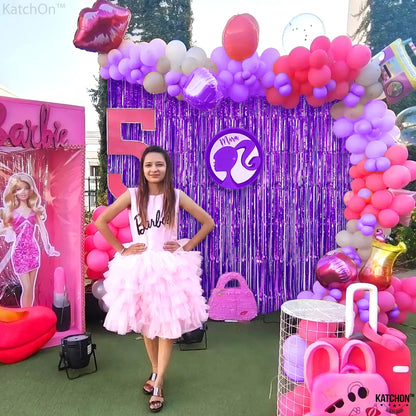 KatchOn, XtraLarge Purple Foil Fringe Curtain - 8x3.2 Feet, Pack of 2, Purple Party Decorations | Purple Backdrop Curtain for Mermaid Birthday Decorations | Purple Streamers for Mardi Gras Decorations