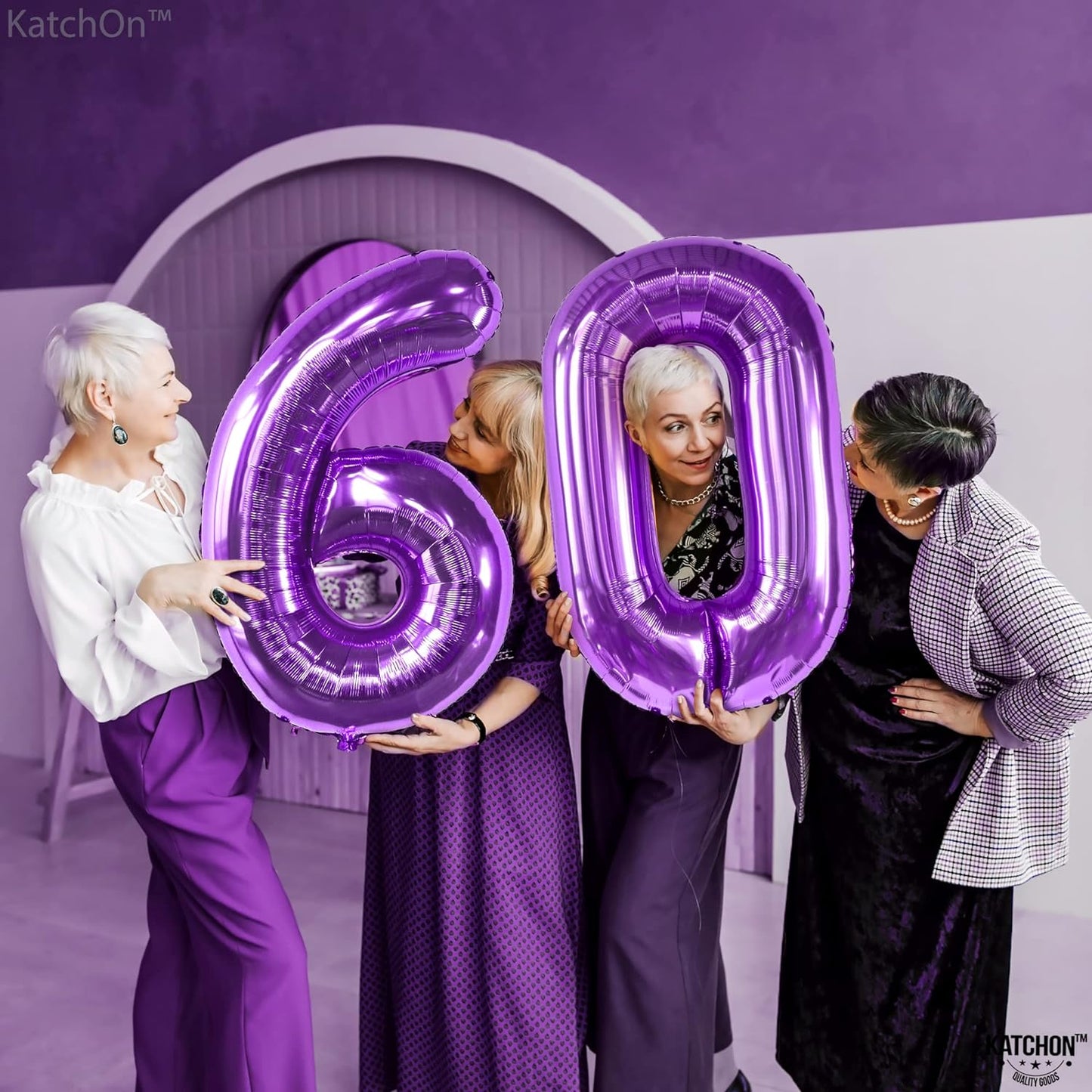 KatchOn, Big Purple 60 Balloon Numbers - 40 Inch | Purple 60th Birthday Decorations | 60th Birthday Balloon Purple for Happy 60th Birthday Decorations Purple | 60th Birthday Decorations for Women