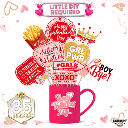 KatchOn, Red Galentines Photo Props - Pack of 35 | Galentine Photo Booth Props for Galentines Decorations | Galentines Day Decorations for Party | Galentines day photo props | Galentine Decor