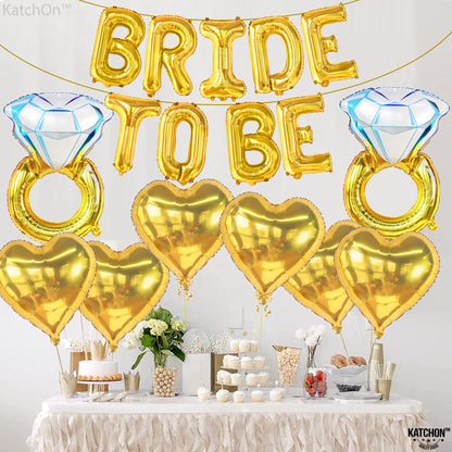 KatchOn, Gold Bride To Be Balloons Set - Pack of 17 | Gold Bride Balloons | Bridal Shower Balloon for Bridal Shower Decorations | Bachelorette Party Decorations