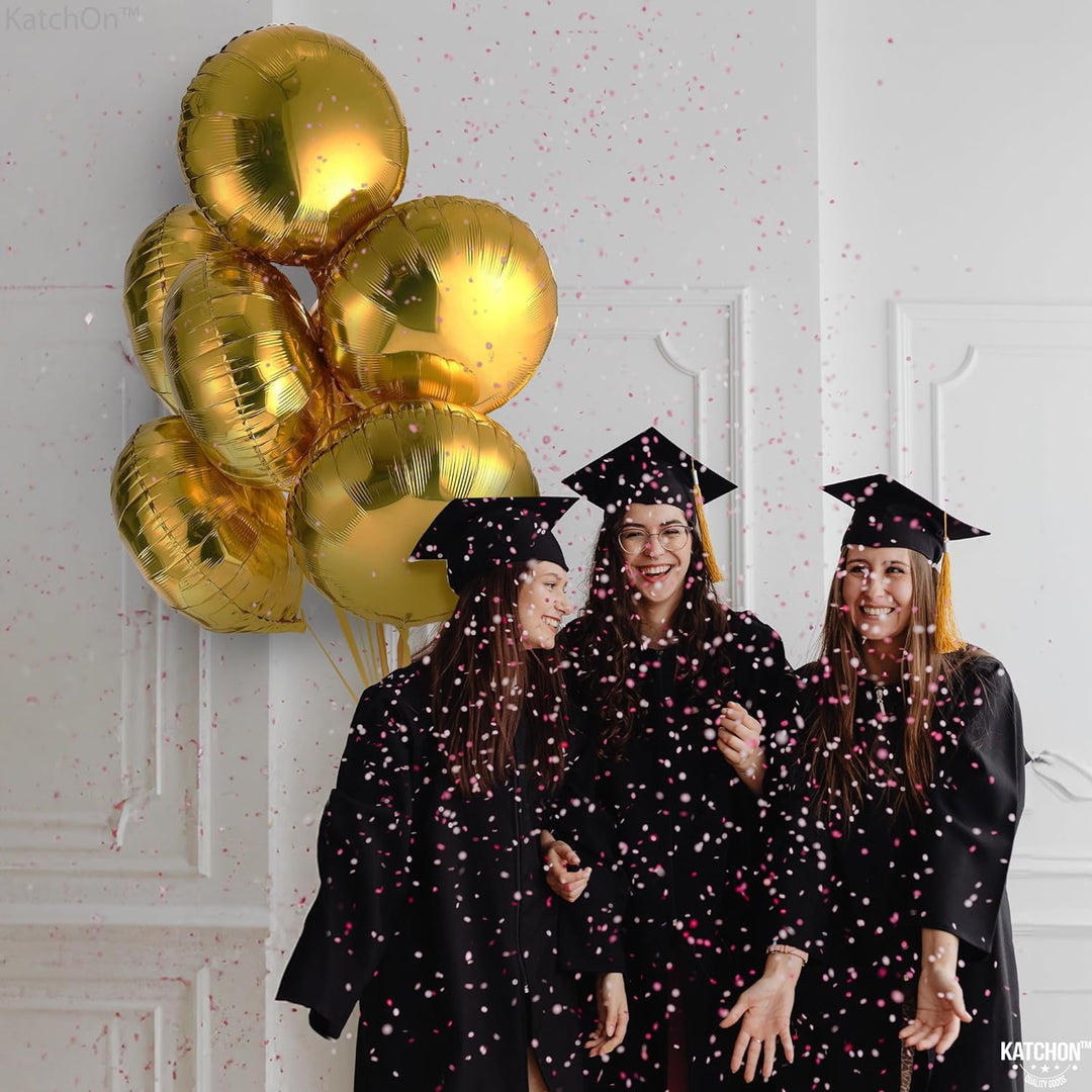 KatchOn, Big, Gold Foil Balloons - 18 Inch, Pack of 6 | Gold Balloons for Party Decorations | Round Shape Balloons for Bridal Shower, Birthdays | Gold Mylar Balloons for Graduation Decorations 2024