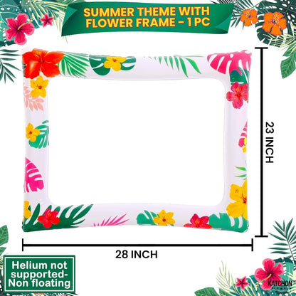 KatchOn, Luau Photo Booth Frame - 28x23 Inch | Luau Party Decorations | Inflatable Selfie Frame, Luau Decorations | Tropical Party Decoration, Pool Party Decoration, Photobooth Frame