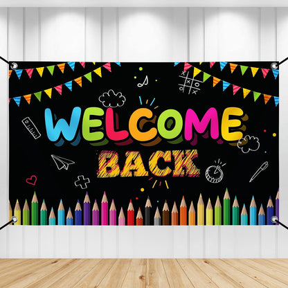 KatchOn Welcome Back Banner Backdrop for Welcome Back To School Decorations
