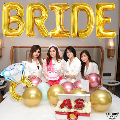 KatchOn, Giant Bride Balloons Gold - 40 Inch | Bachelorette Party Decorations | Bride Bachelorette for Bridal Shower | Gold Balloons | Ring Balloon Decorations