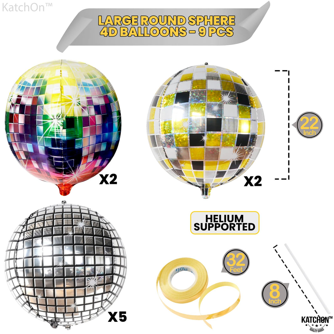 KatchOn, Multicolor Disco Ball Balloons Set - Large 22 Inch, Pack of 12 |  Birthday Party Decorations | Mylar Foil Disco Balloons for party | 80s Disco Party Decorations, Graduation Decorations 2025