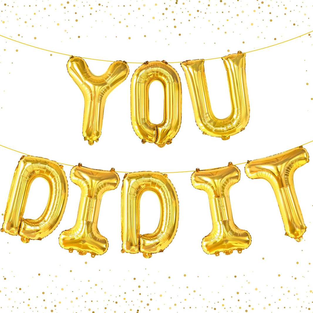 KatchOn, Gold You Did It Balloons - 16 Inch | You Did It Foil Balloon Banner For Graduation Decorations 2026 | Gold Graduation Balloons For Class of 2026 | Grad Party Decorations 2026