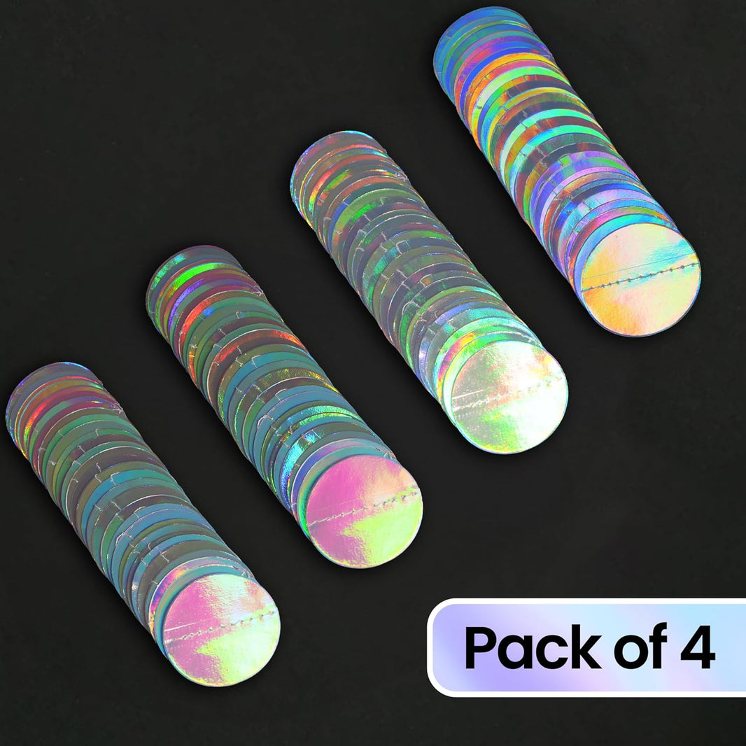 KatchOn, Shiny Iridescent Circles Garland - 4 Strings, No DIY | Disco Silver Garland for Iridescent Party Decorations | Holographic Garlands for Disco Decor | Garlands for Decoration