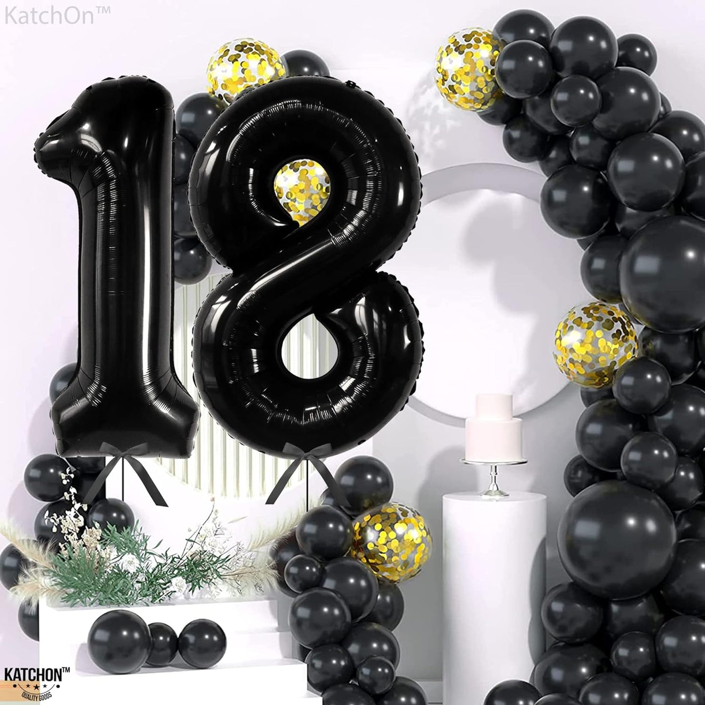 KatchOn, Black 18 Birthday Decorations - Giant, 40 Inch | Happy 18th Birthday Decorations for Boys | 18th Birthday Decorations for Girls | Black 18 Balloon Numbers for 18th Birthday Party Decorations