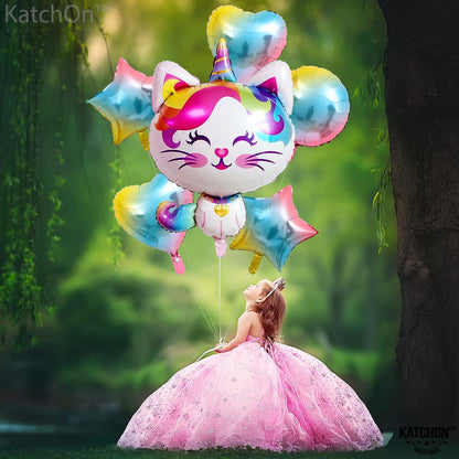 KatchOn, Big Cute Caticorn Party Supplies - 36 Inch, Pack of 6 | Caticorn Balloons, Caticorn Birthday Party Supplies | Cat Balloons, Kittycorn Birthday Party Supplies | Cat Balloons for Birthday Party