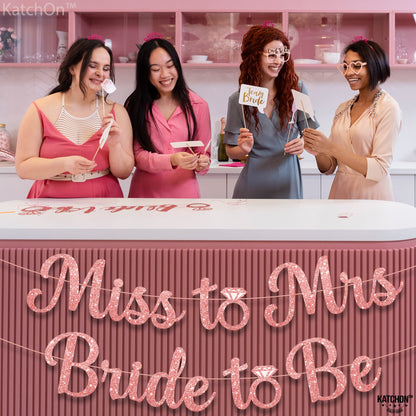 KatchOn, Rose Gold Miss to Mrs Bride to Be Banner - Glitter, 10 Feet, No DIY | Miss to Mrs Banner for Bridal Shower Decorations | Bridal Shower Banner | Bride to Be Sign, Bachelorette Party Décor