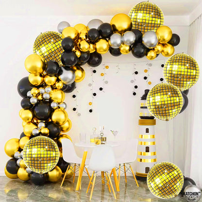 KatchOn, Huge Gold Disco Ball Balloons - 22 Inch Pack of 6 | 4D Disco Balloon, Gold Party Decorations | Graduation Balloons, Graduation Decorations 2025 | Disco Ball Decoration