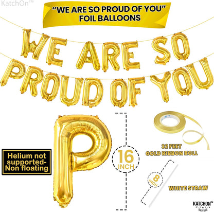 KatchOn, We Are So Proud Of You Balloons - 16 Inch, Gold Congratulations Balloons | We are so proud of you banner for Congratulations Decoration 2026 | Gold Grad Banner for Graduation Decorations 2026