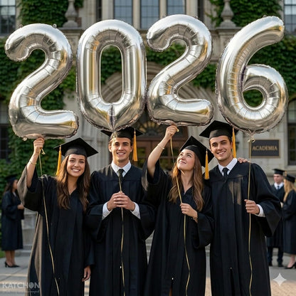 Silver Graduation Decorations 2026 | Giant, 42 Inch, Foil 2026 Graduation Balloons Class of 2026 Decorations | 2026 Balloons Number, Graduation Party Decorations | Prom Decorations 2026