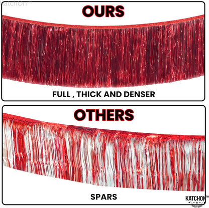 KatchOn, XtraLarge Red Fringe Banner - Pack of 2 | Ceiling Tinsel for Red Streamers Party Decorations | Streamers for Cherry Party Decorations, Bridal Shower Decor, Halloween, Christmas Decorations