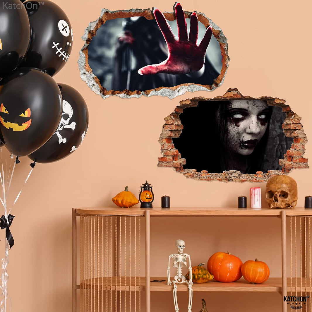 KatchOn 3D Halloween Wall Decals - Large 24 Inch, Pack of 2 | Scary 3D Wall Stickers, Indoor Halloween Decorations