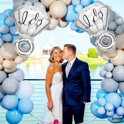KatchOn Silver I Do Diamond Ring Balloon - 25 Inch, Pack of 2 | Engagement Ring Balloon for Engagement Party | Silver Ring Balloon for Bridal shower | I Do Ring Balloon for engagement party decoration