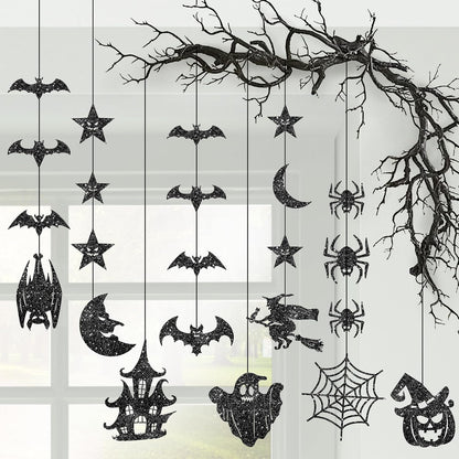 KatchOn Glitter Black Halloween Garland, Pack of 10