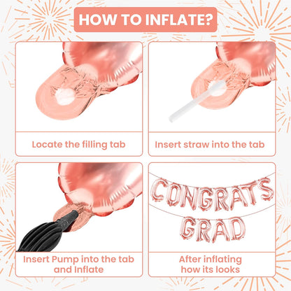 Graduation Decorations 2026 | Rose Gold Congrats Grad Balloons - 16 Inch | Congrats Grad Banner | Graduation Balloon Banner For Congrats Grad Decorations, Congratulations Decorations, KatchOn