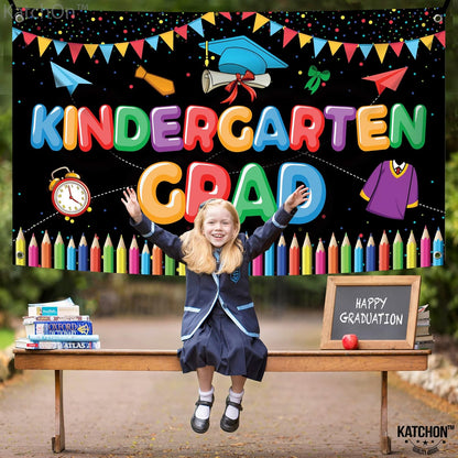 KatchOn, Kindergarten Graduation Backdrop - Large 72x44 Inch | Kindergarten Grad Banner | Kinder Grad Backdrop | Graduation decorations 2026