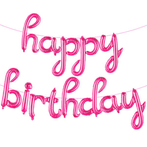 KatchOn, Pink Happy Birthday Balloon Banner - 16 Inch | Happy Birthday Banner | Hot Pink Birthday Decorations for Women, Girls | Pink Party Decorations