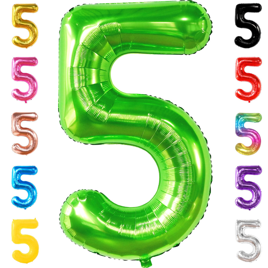 KatchOn, Light Green 5 Balloon Numbers - 40 Inch | Balloons for 5th Birthday Decorations for Boys | 5th Birthday Balloons | Dinosaur Party Decoration | Number Balloons for Anniversary Decorations