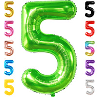 KatchOn, Light Green 5 Balloon Numbers - 40 Inch | Balloons for 5th Birthday Decorations for Boys | 5th Birthday Balloons | Dinosaur Party Decoration | Number Balloons for Anniversary Decorations