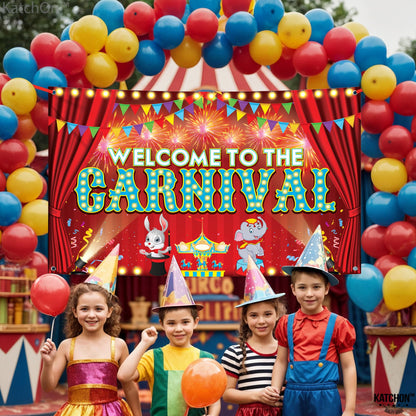 KatchOn, Welcome to the Carnival Banner - XtraLarge 72x44 Inch | Carnival Decorations, Circus Backdrop Banner | Circus Theme Party Decorations, Outdoor Events, Party Games, Photo Props Decor