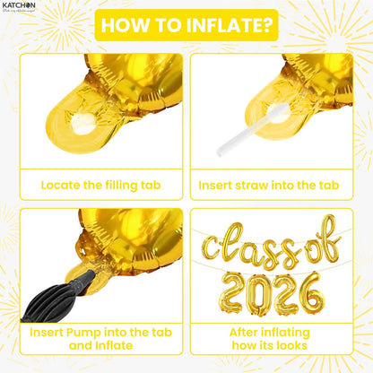 KatchOn, Graduation Decorations 2026 | Gold Class of 2026 Balloons Banner - Script, 16 Inch | Graduation Balloons 2026 | Class of 2026 Balloon for Grad Decorations
