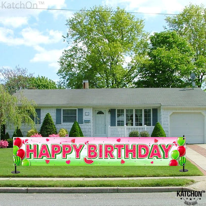 KatchOn Watermelon Birthday Banner 120x20 Inch, Watermelon Birthday Decor | One In A Melon Party Decorations, Watermelon Yard Banner, Summer Party Decorations, Watermelon Party Supplies