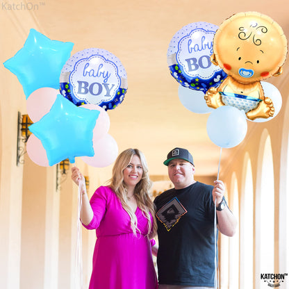 KatchOn, Baby Boy Balloons Set - Large 27 Inch, Pack of 5 | Its A Boy Balloons for Gender Reveal Decorations | Baby Balloons for Baby Shower Decorations | Gender Reveal Baby Shower Balloons for Boy