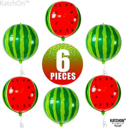 KatchOn, 6 Pcs Big Watermelon Balloons, 22 Inch | Summer Party Decorations | Watermelon Birthday Decorations | One In A Melon Party Decorations for Summer Birthday Decoration, Watermelon Foil Balloons