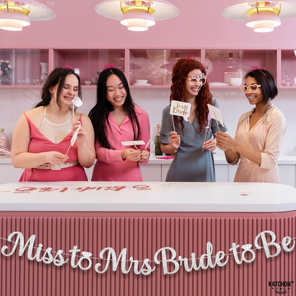 KatchOn, Silver Miss to Mrs Bride to Be Banner - Glitter, 10 Feet, No DIY | Miss to Mrs Banner for Bridal Shower Decorations | Bride To Be Sign, Bachelorette Party Decorations, Bride To Be Decorations