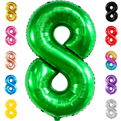 KatchOn, Green Number 8 Balloon - 40 Inch | Green 8 Balloon Number, Happy 8th Birthday Decorations Boy | Eight Balloon Number | 8 Year Old balloon, Green Birthday Decorations