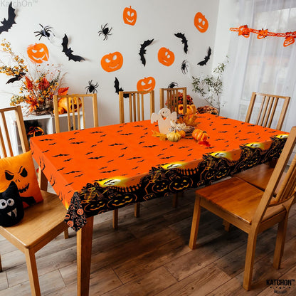 KatchOn Orange Tablecloth Plastic 54x108 Inch, Pack of 3