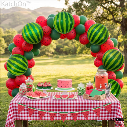 22 Inch Watermelon Balloons - Pack of 6, 4D Round One In A Melon Balloons | Summerween Party Decor | Watermelon Mylar Balloon, Watermelon Birthday Decorations | Summer Party Decoration, KatchOn
