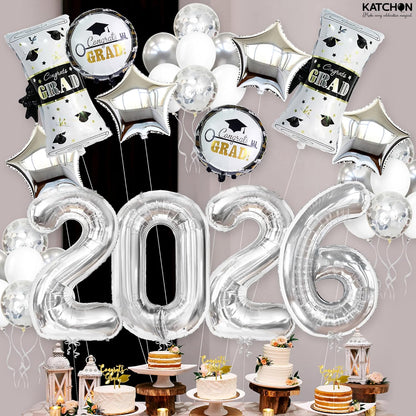 KatchOn, Silver 2026 Balloons Graduation Set - Pack of 35 | Graduation Decorations 2026, Congrats Grad Balloons 2026 Balloons, Confetti Balloons, Congrats Grad Balloons Decorations