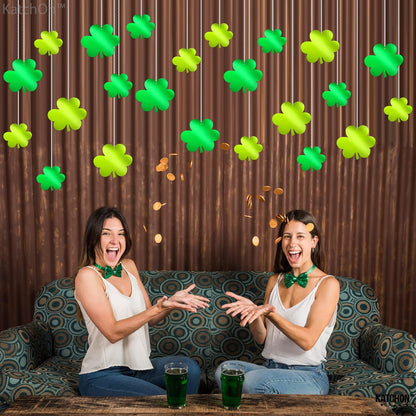 KatchOn, St Patricks Hanging Shamrocks Garland - Pack of 20, Large Hanging Shamrock Decorations | Neon Shamrock Cutouts, St Patricks Day Decorations | Foil Shamrocks Decorations, St Patricks Day Decor
