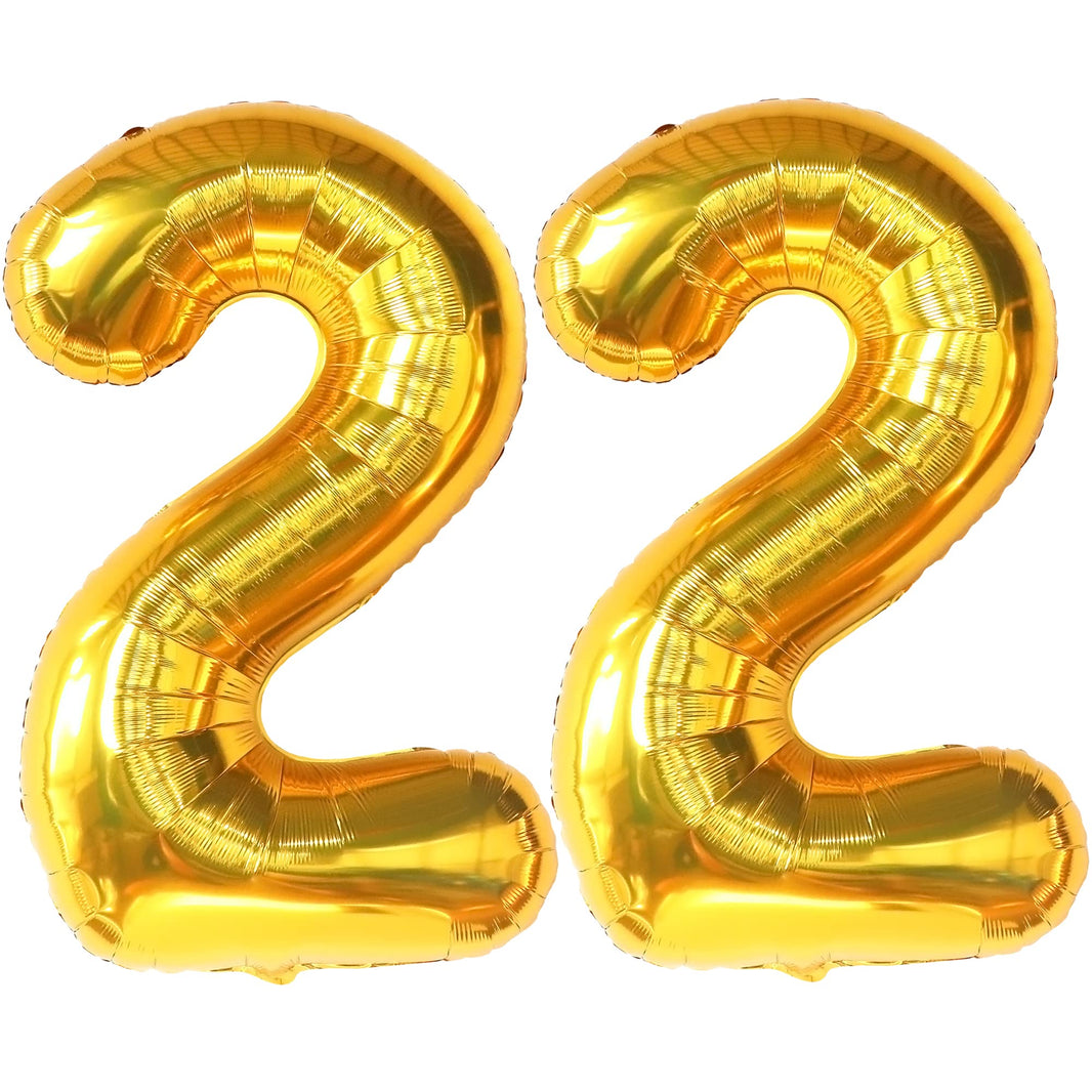 KatchOn, 22 Balloon Number Gold - 40 Inch | 22 Number Balloons | Gold 22 Balloons for 22 Birthday Decorations for Men | Number 22 Balloons | 22 Balloons for 22 Birthday Decorations for Women
