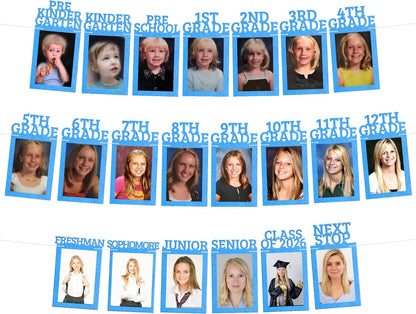 KatchOn, K-12 Graduation Photo Banner 5x7 - Large, 10 Feet | Kindergarten Grad Backdrop, Blue Decorations Class of 2026 | Grad Picture Display for Graduation Decorations 2026